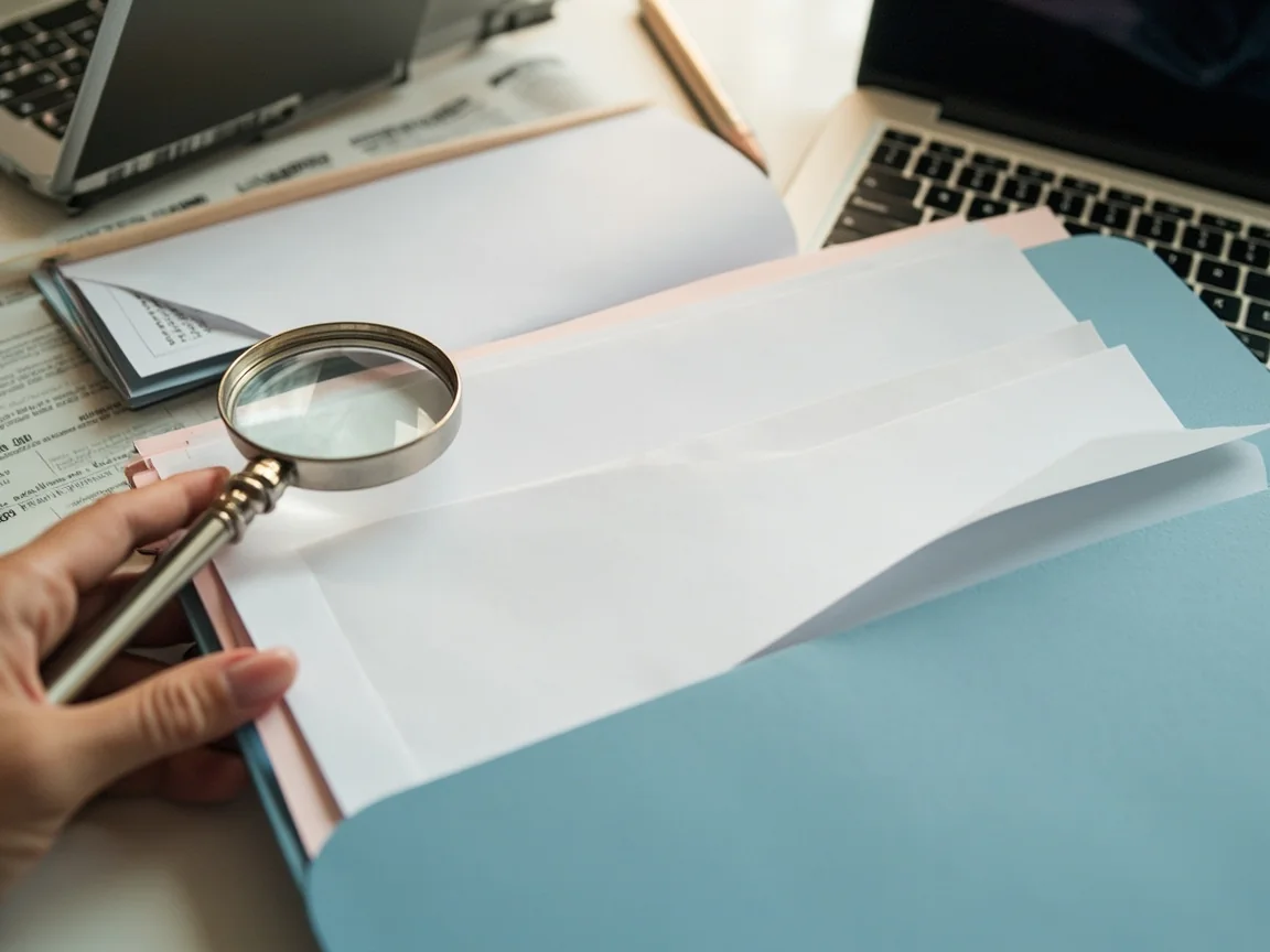 A small editorial team working at a long desk covered in notebooks